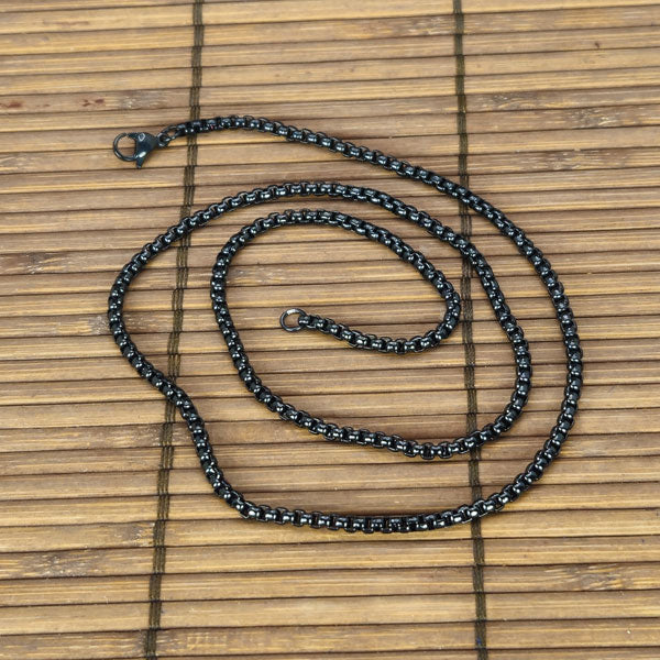 Rolo Black Plated Stainless Steel Chain 3mm