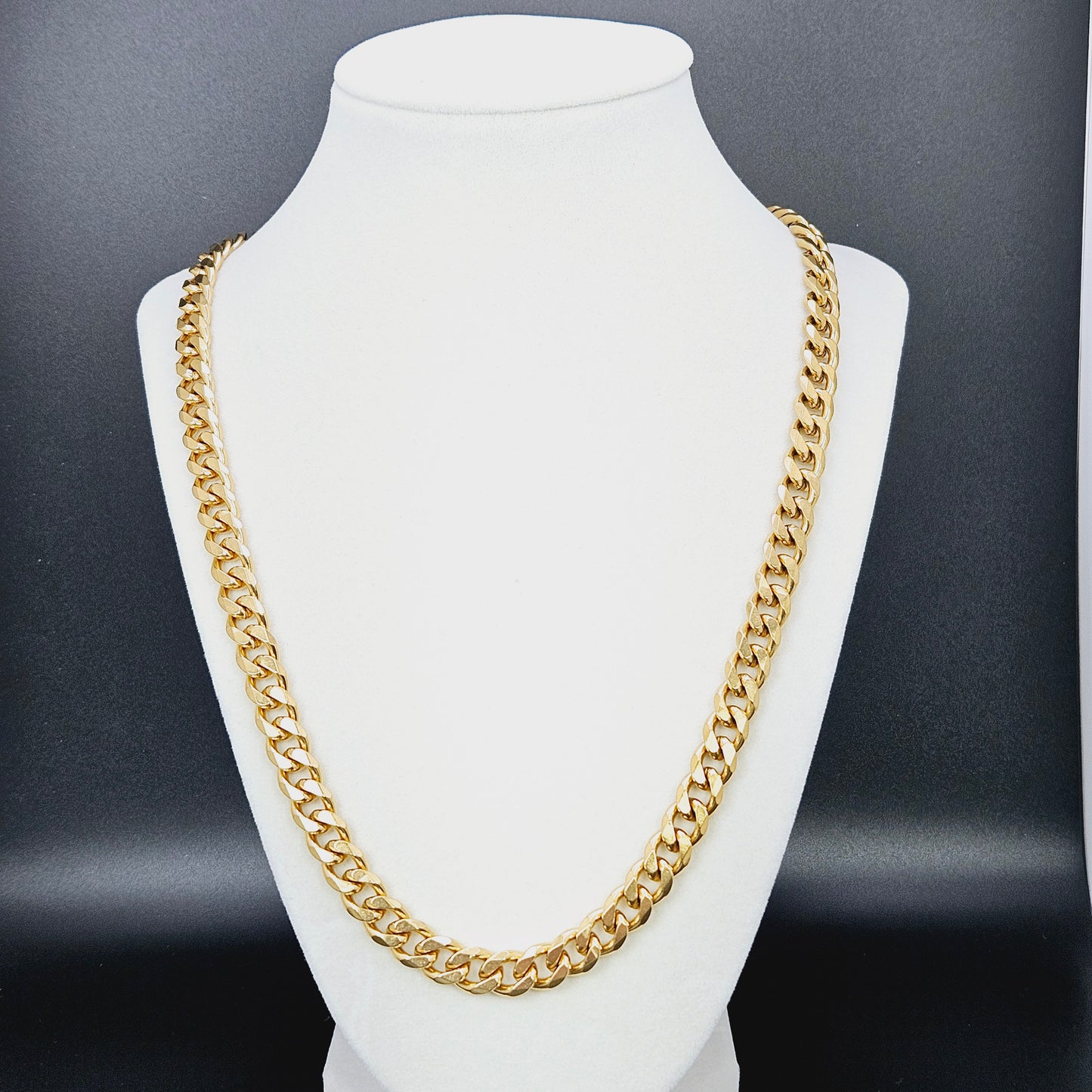 9mm Gold Plated over Solid Stainless Steel Curb Chain 24"