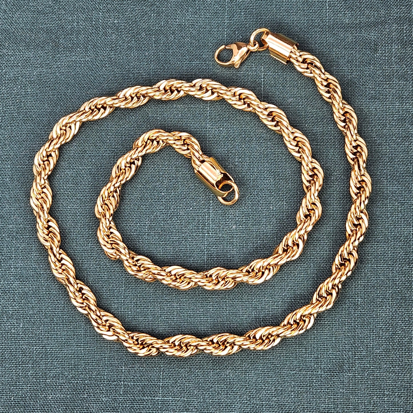 8mm Gold Plated over Solid Stainless Steel Rope 24"