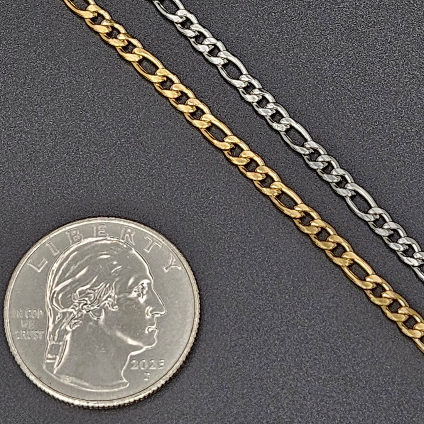 2mm Stainless Steel or Gold Plated Figaro Chain