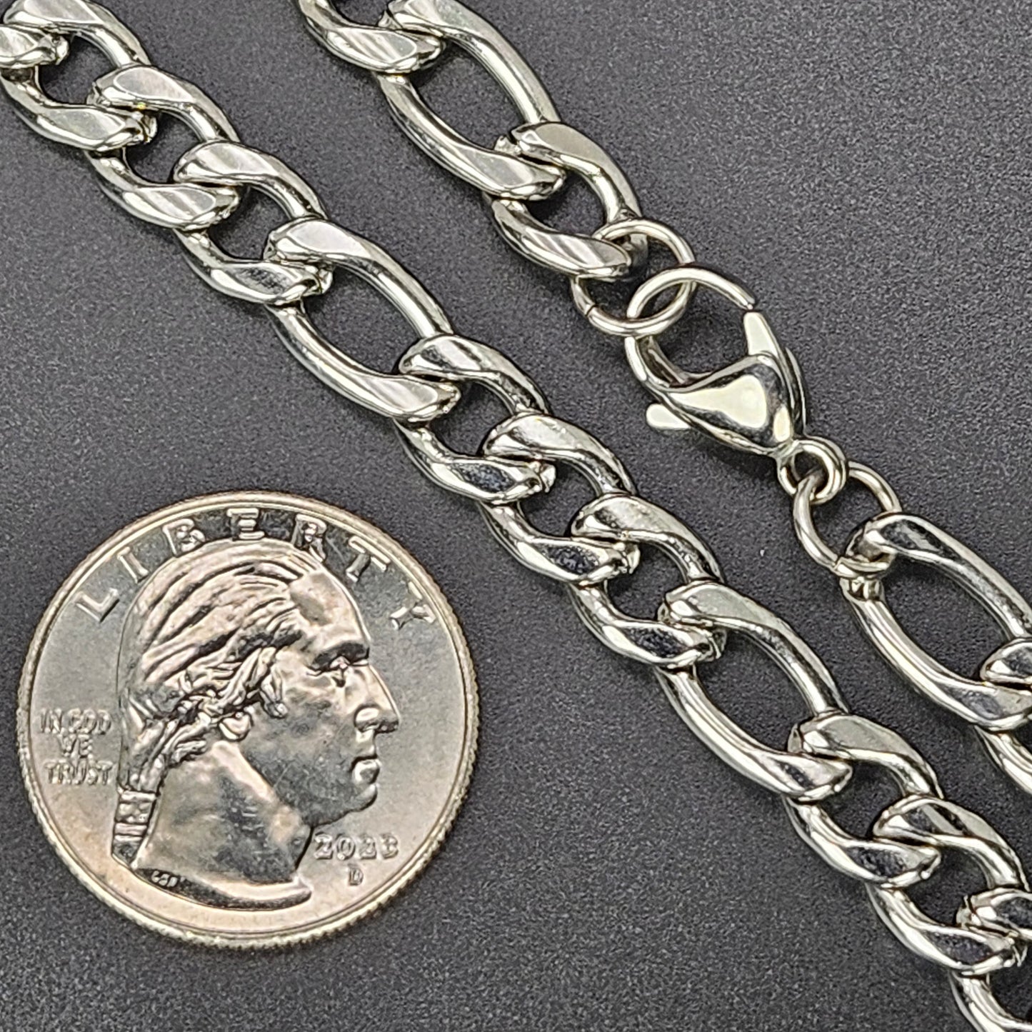 7mm Solid Stainless Steel Figaro Chain