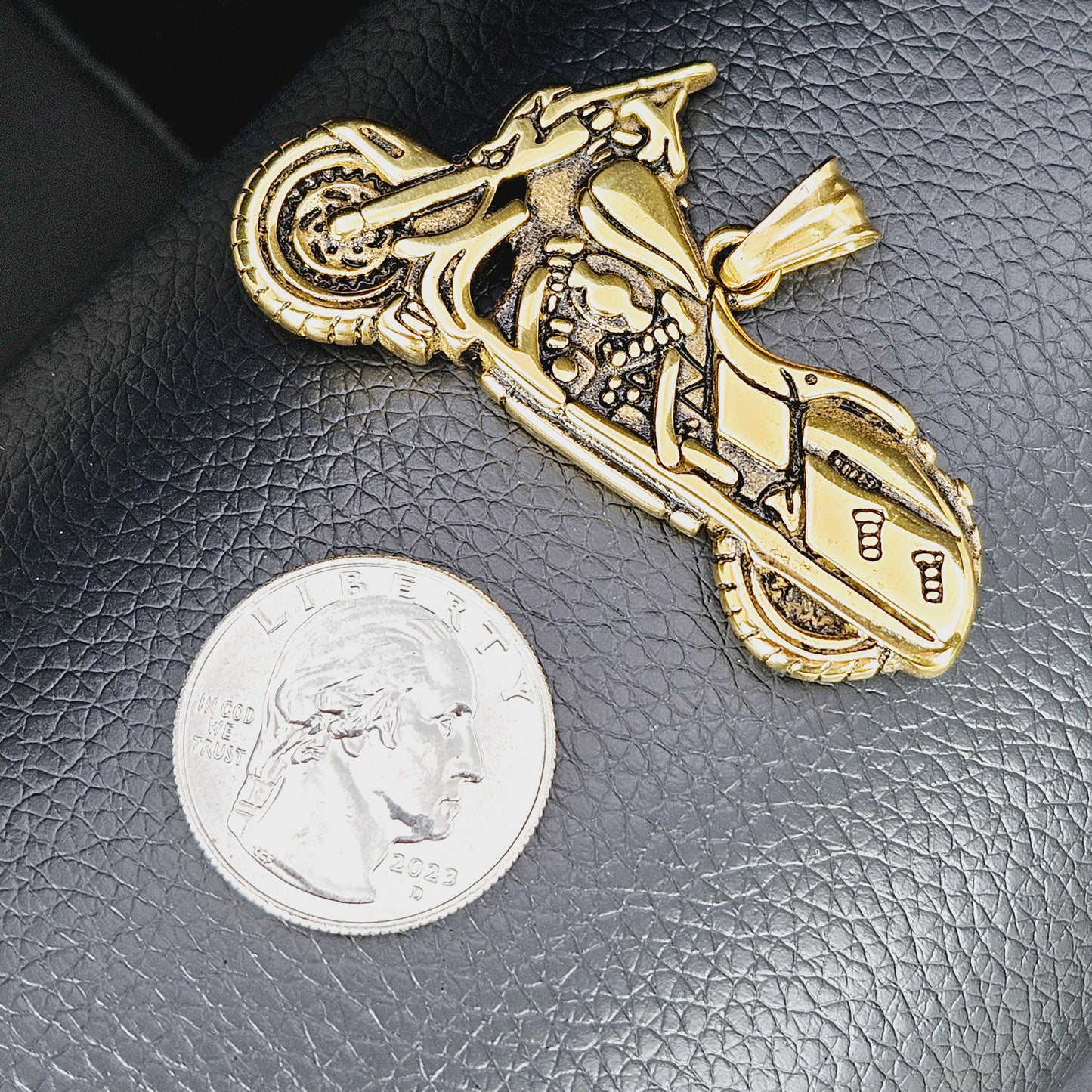 Gold Motorcycle Stainless Steel Necklace