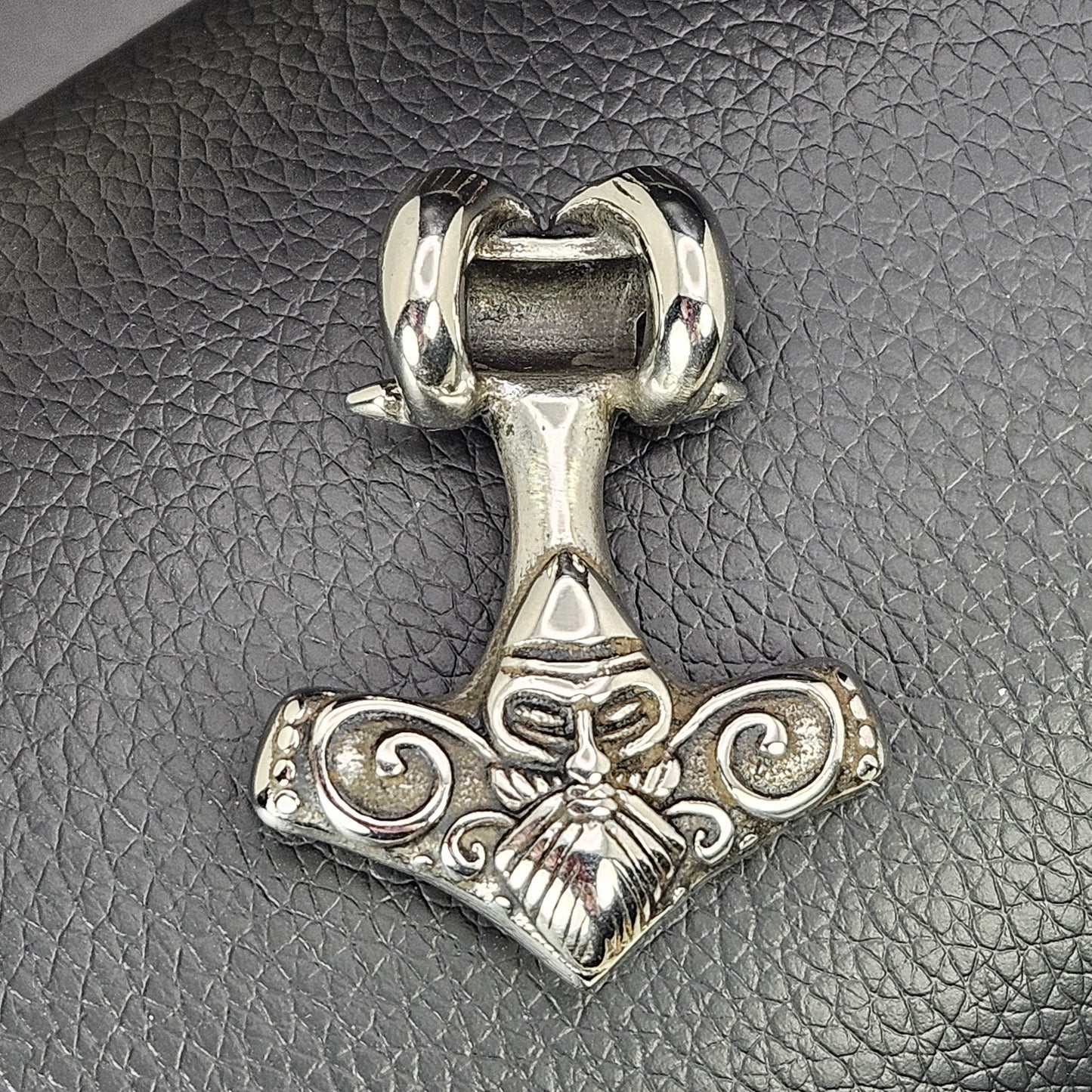 Viking Hammer with a Rams Head Stainless Steel Necklace