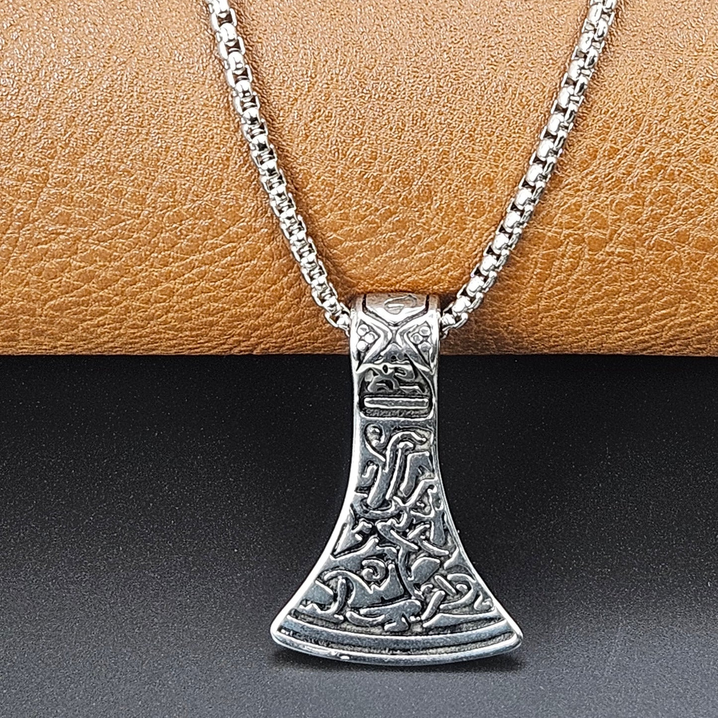 Viking Axe Head Solid Stainless Steel Necklace