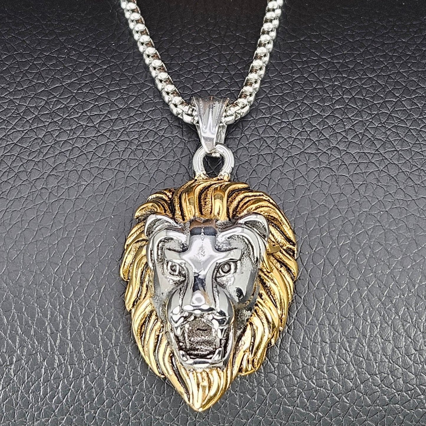 Lion Two Toned Stainless Steel Necklace