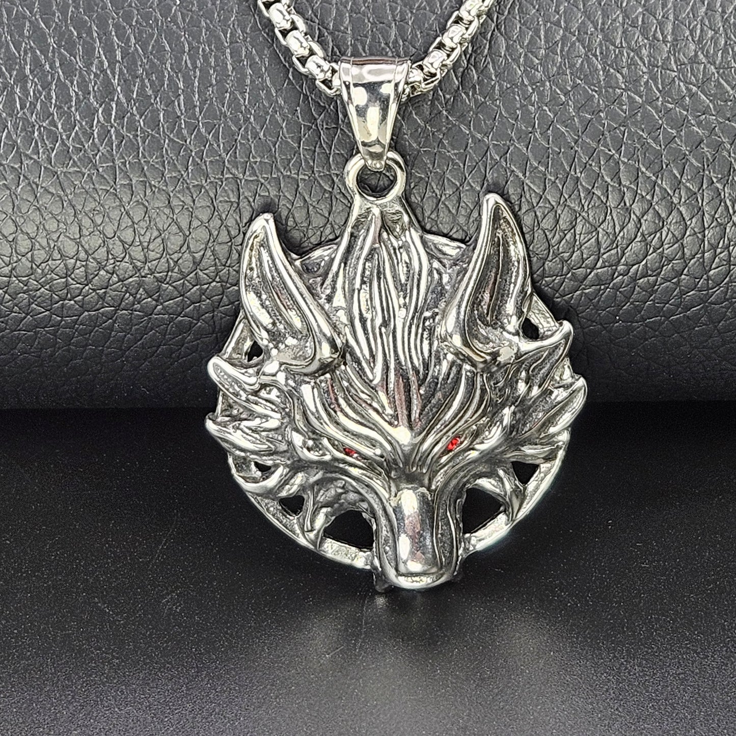 Fenrir with Red Eyes Stainless Steel Necklace