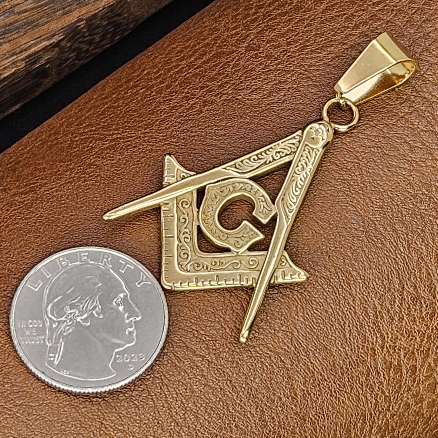 Freemasonry Gold Plated Stainless Steel Necklace
