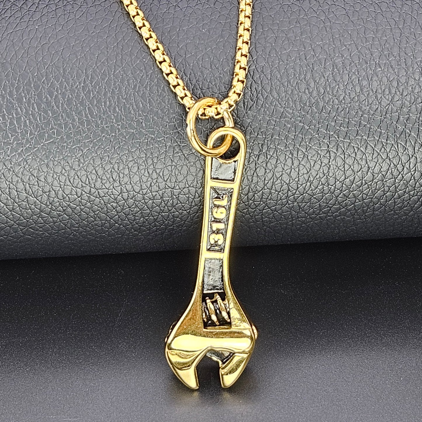 Wrench Gold Plated Stainless Steel Necklace