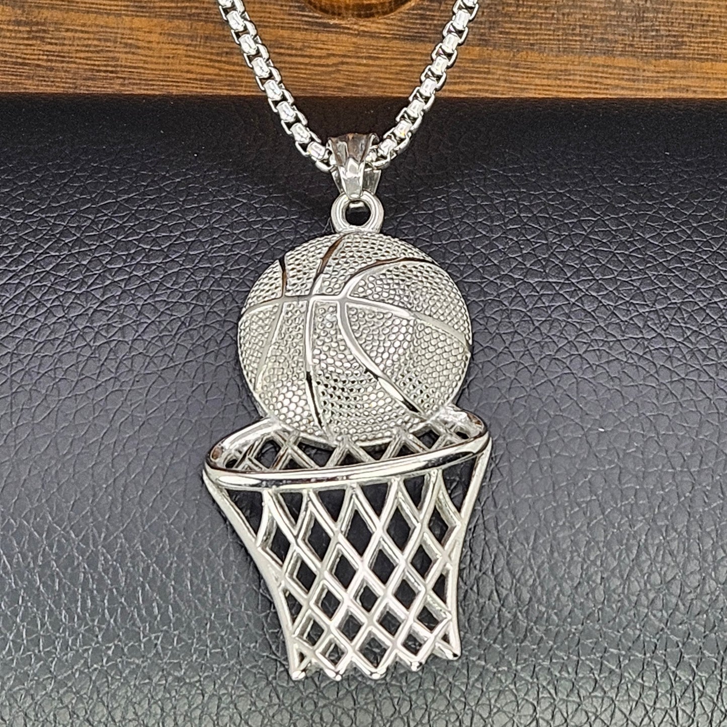 Basketball and Hoop Stainless Steel Necklace