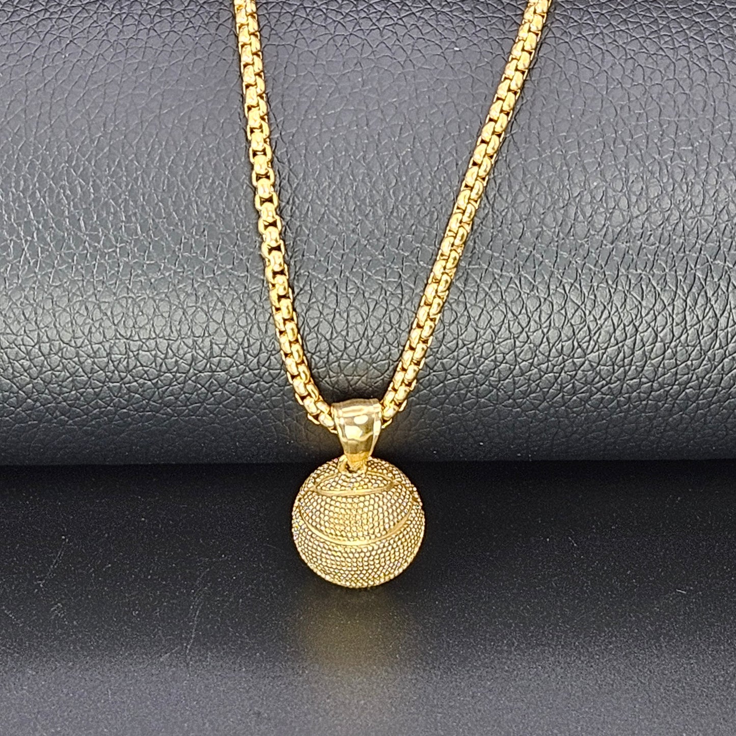 Gold Plated Basketball Stainless Steel Necklace