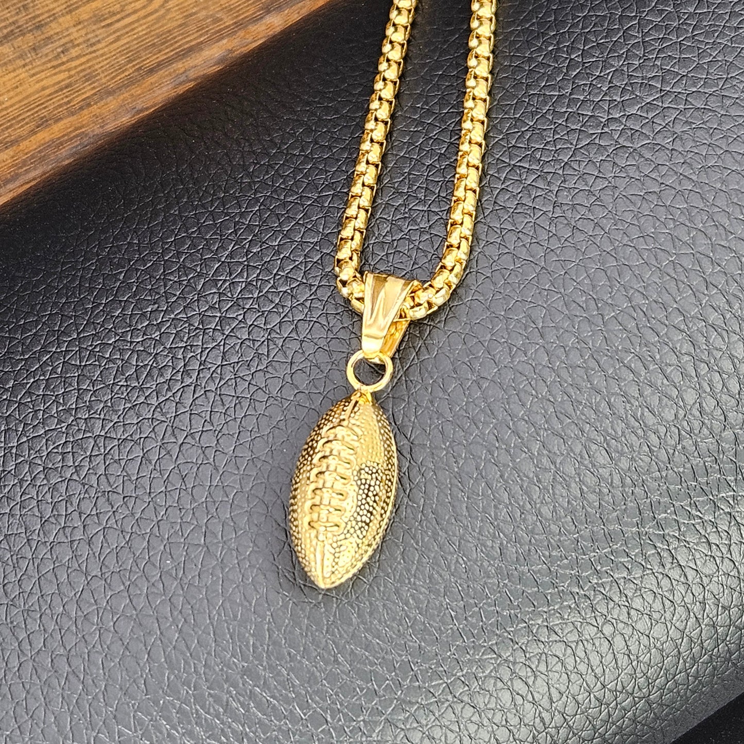 Gold Plated Football Stainless Steel Necklace