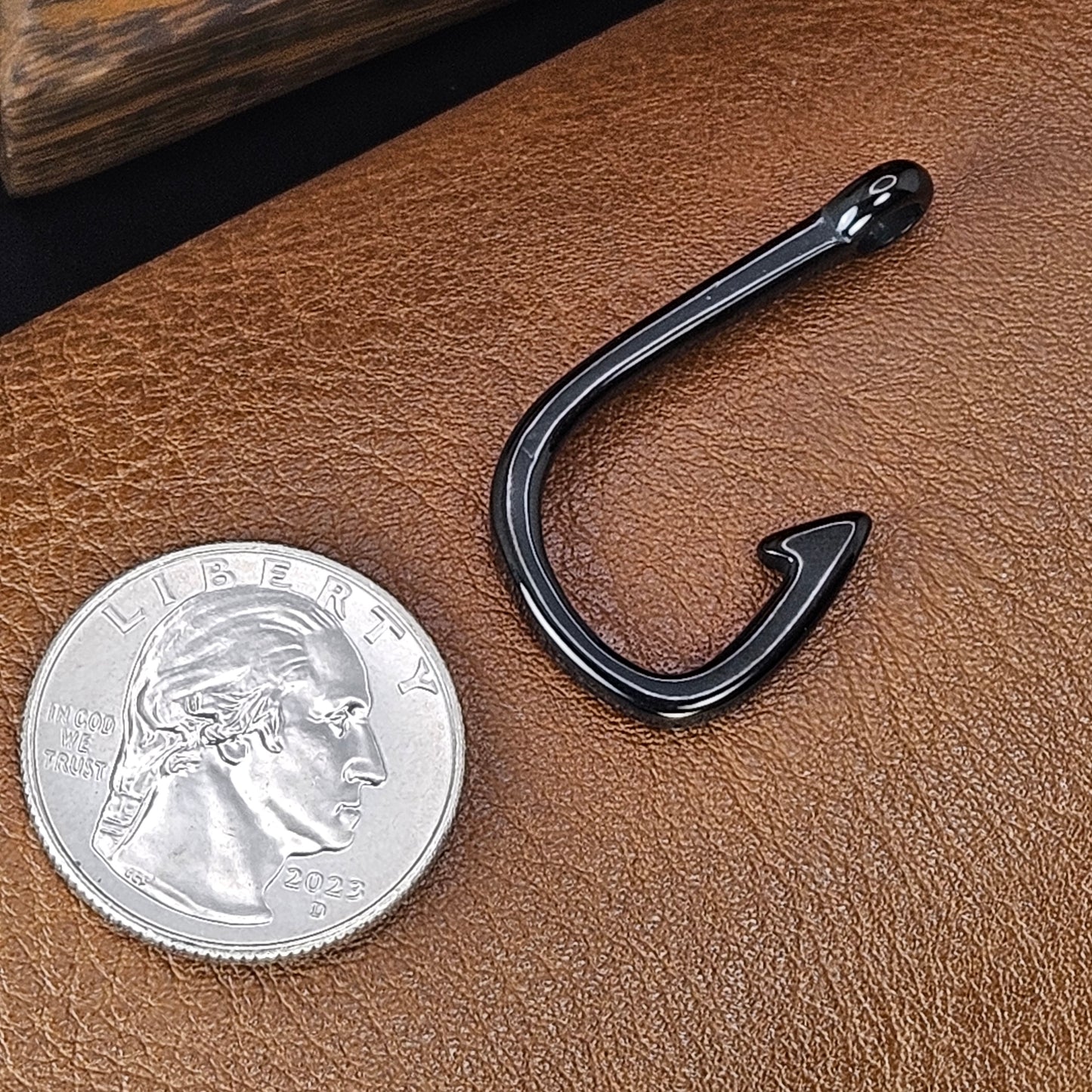Black Plated Fishing Hook Stainless Steel Necklace