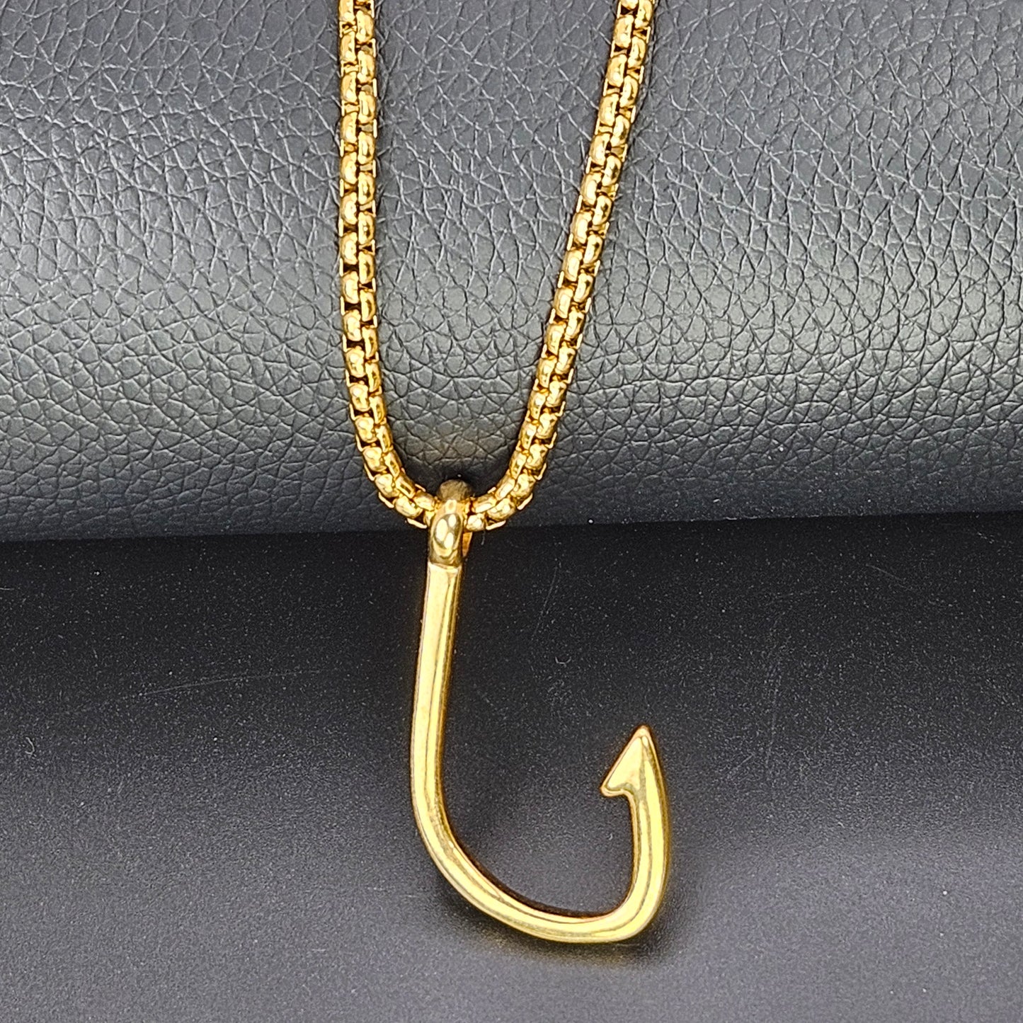 Gold Plated Fishing Hook Stainless Steel Necklace