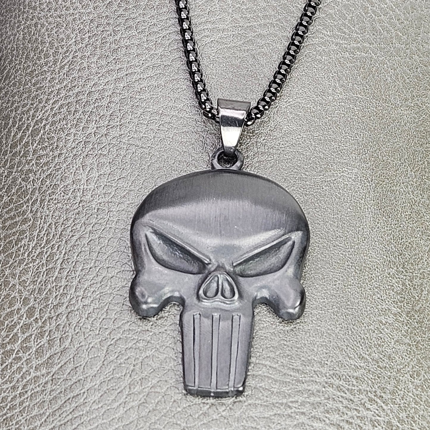 Black Plated Punisher Stainless Steel Necklace