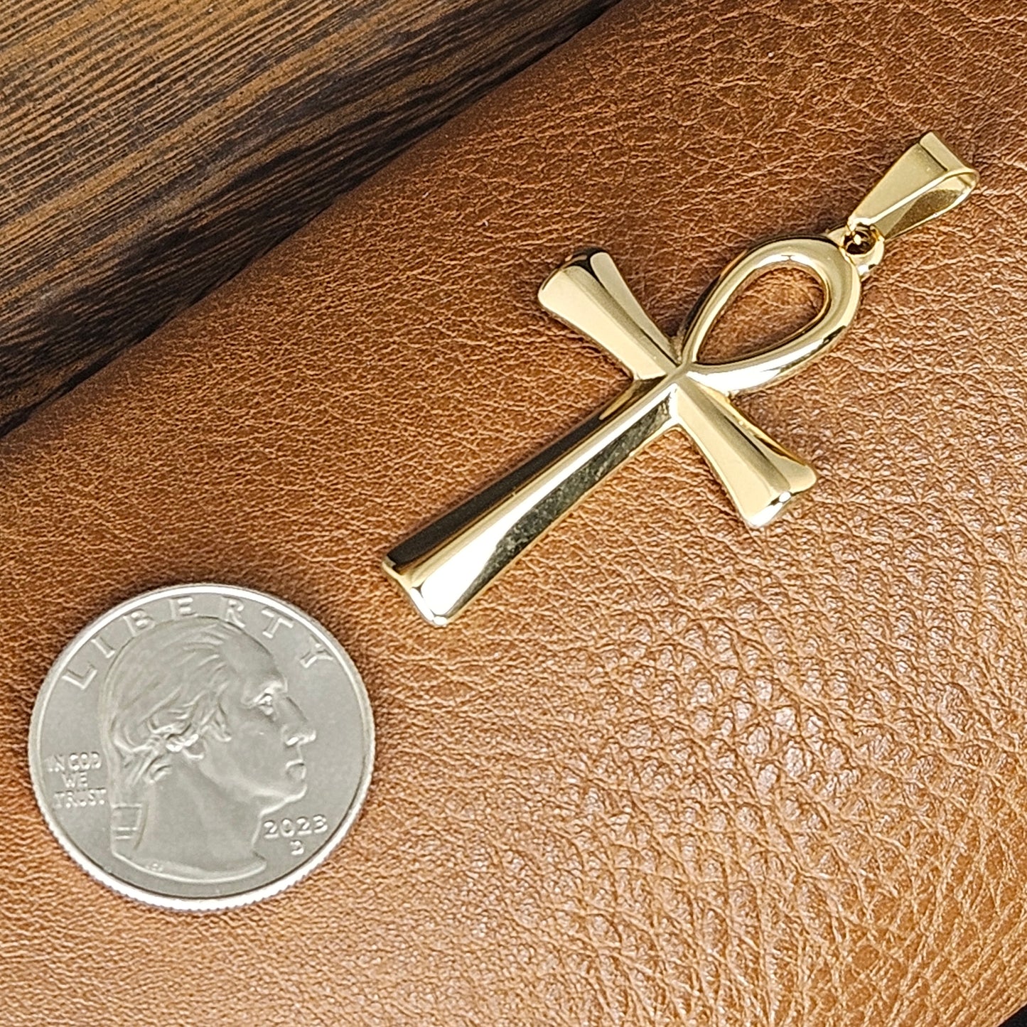 Gold Plated Ankh Stainless Steel Necklace