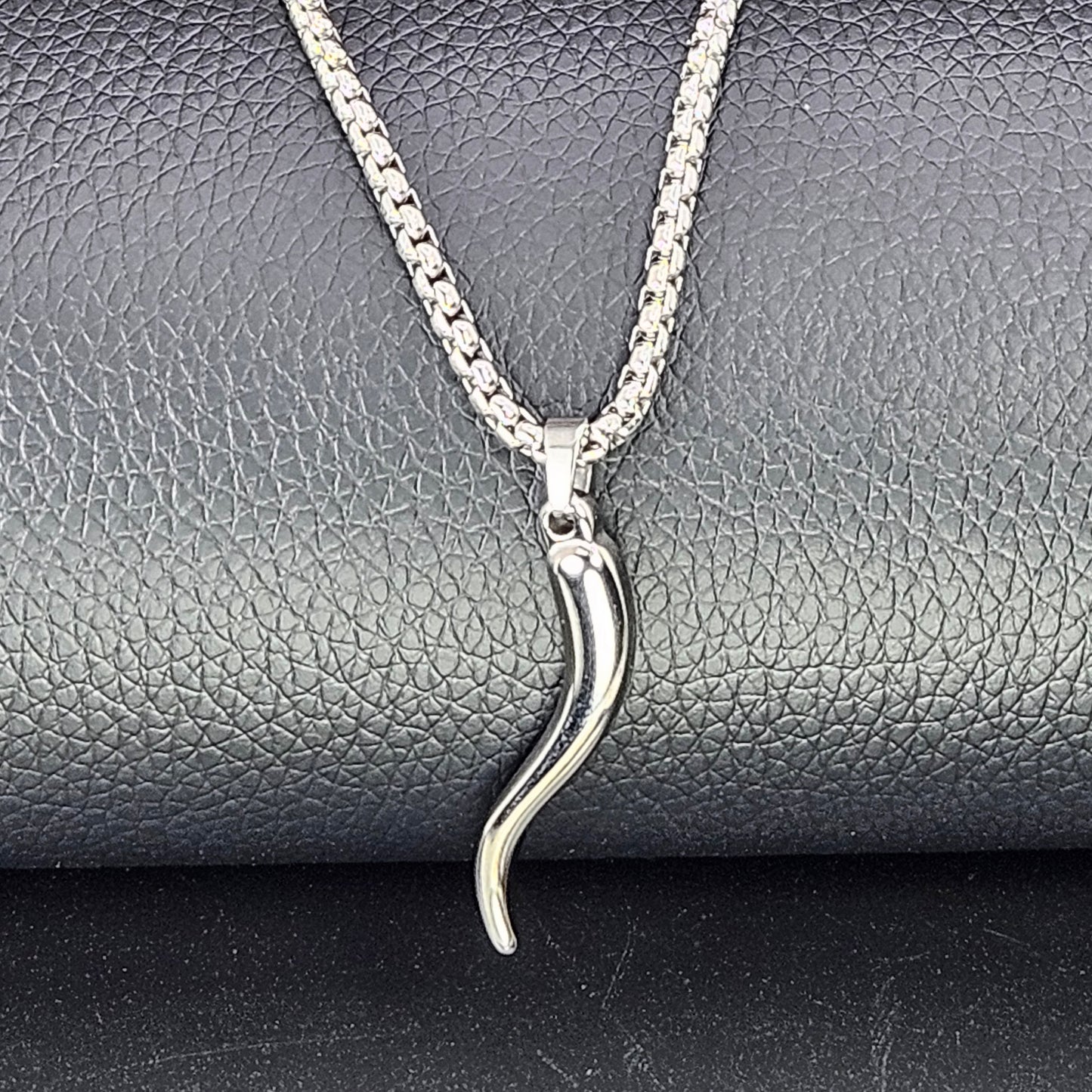 Italian Horn Stainless Steel Necklace