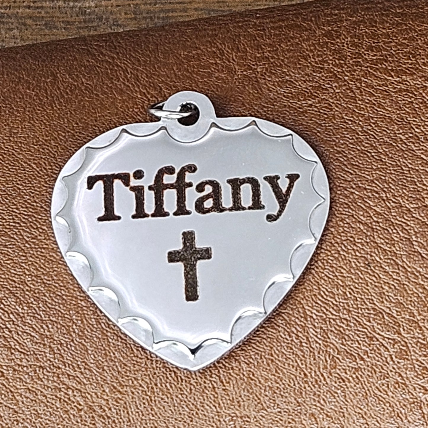 Large Personalized Heart with a Cross Necklace or Key Chain