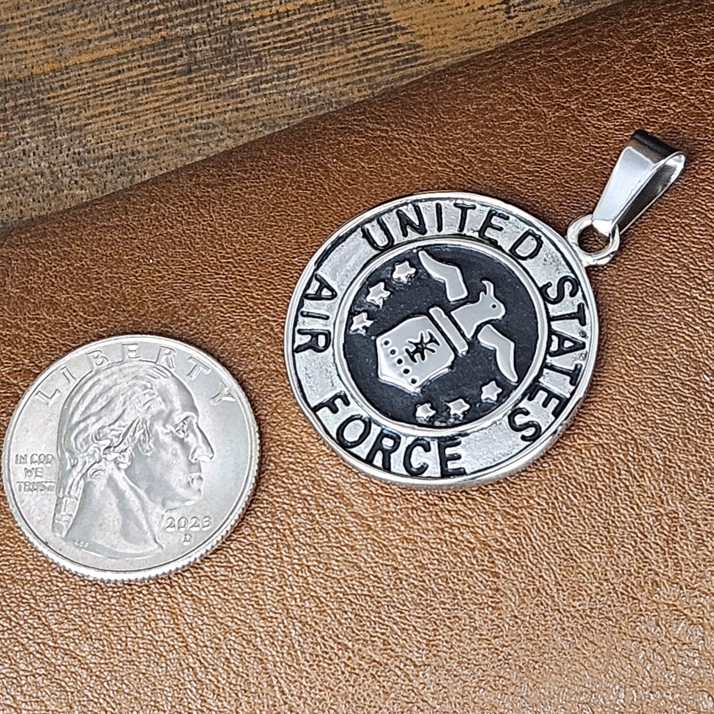Air Force Pendant Stainless Steel Necklace or Key Chain