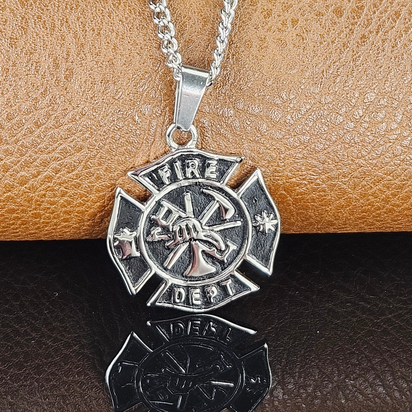 Fire Department Stainless Steel Pendant Necklace or Key Chain