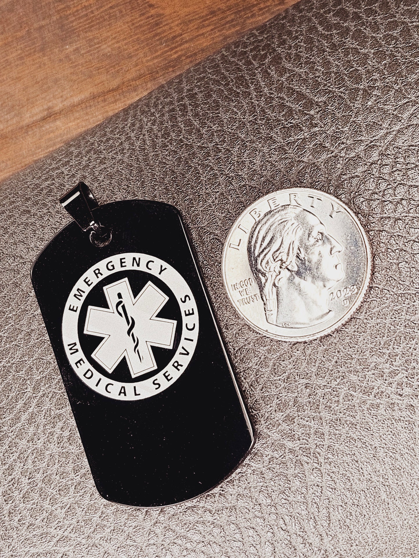 EMS Large Dog Tag Stainless Steel Necklace