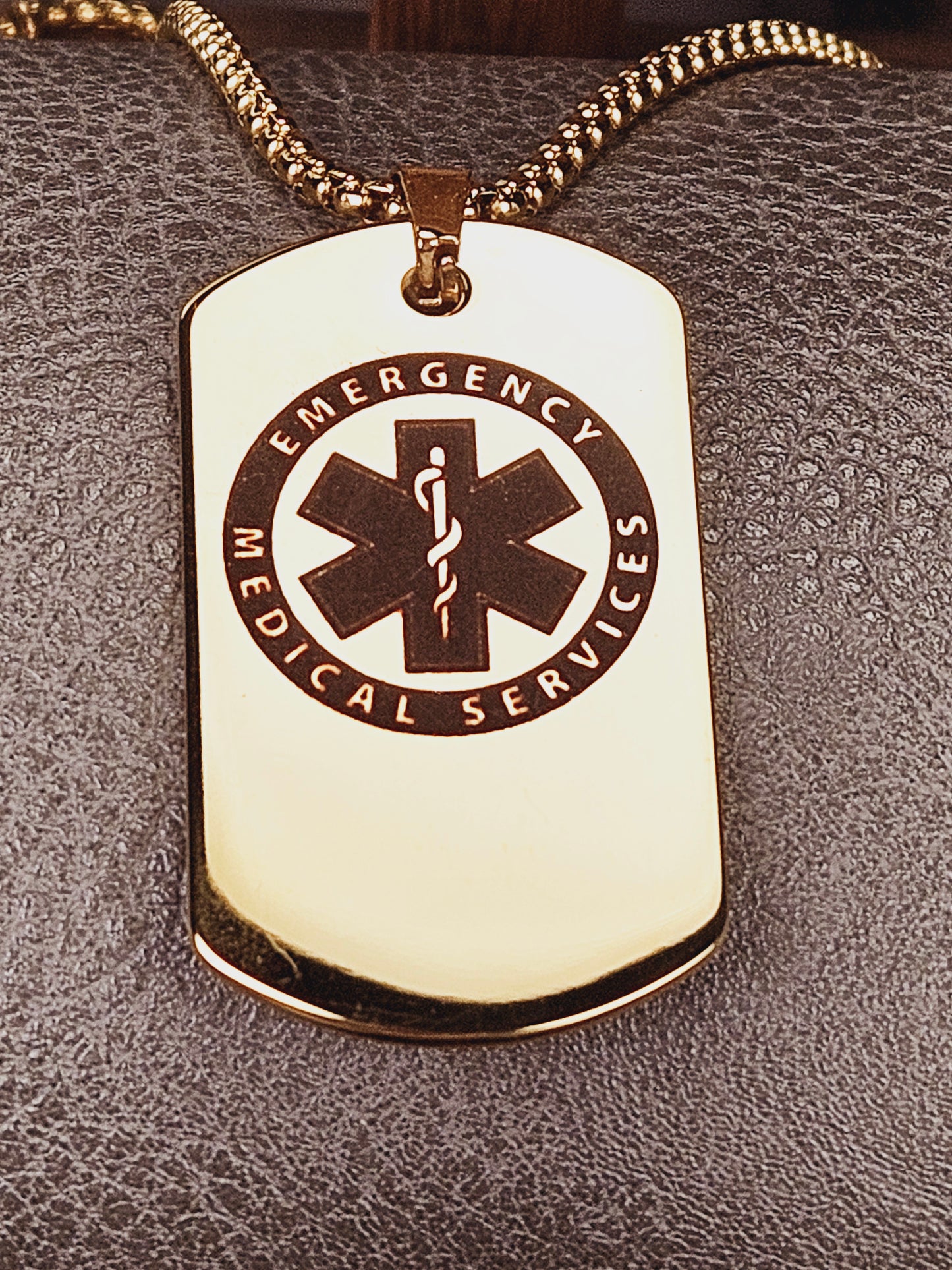 EMS Large Dog Tag Stainless Steel Necklace