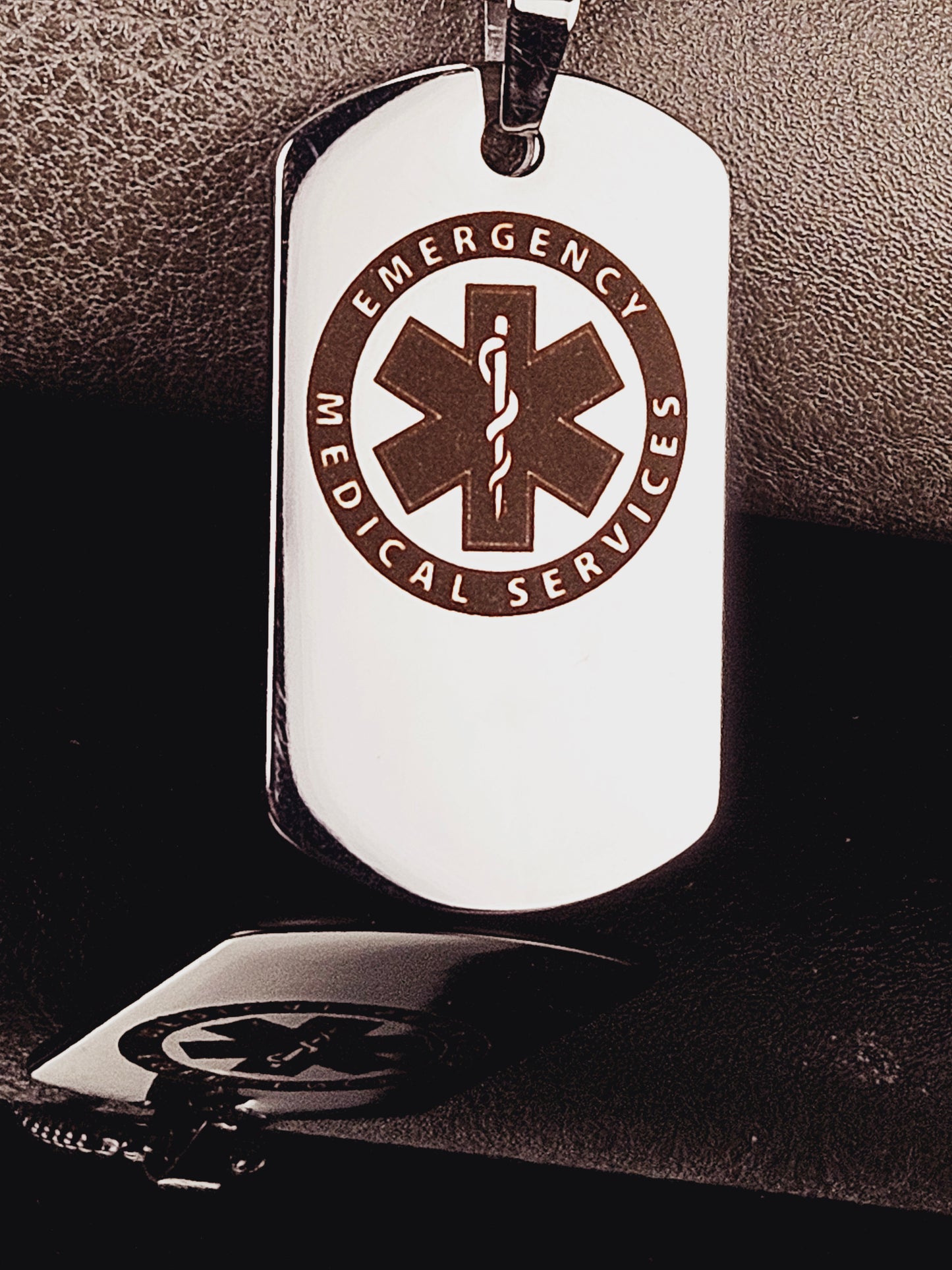 EMS Large Dog Tag Stainless Steel Necklace