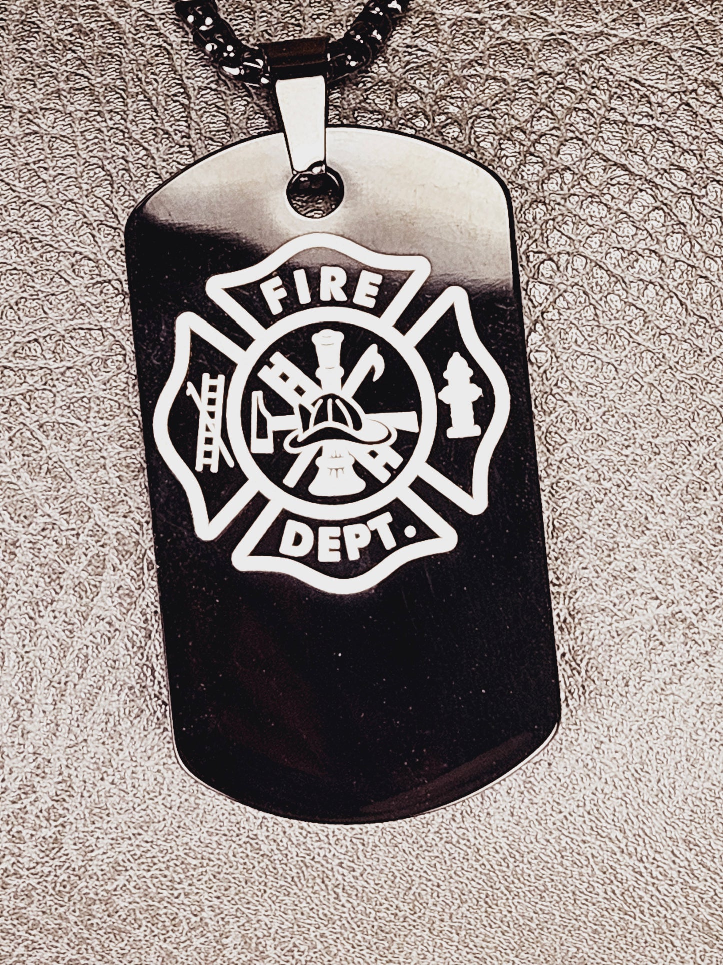 Fire Department Dog Tag Stainless Steel Pendant Necklace