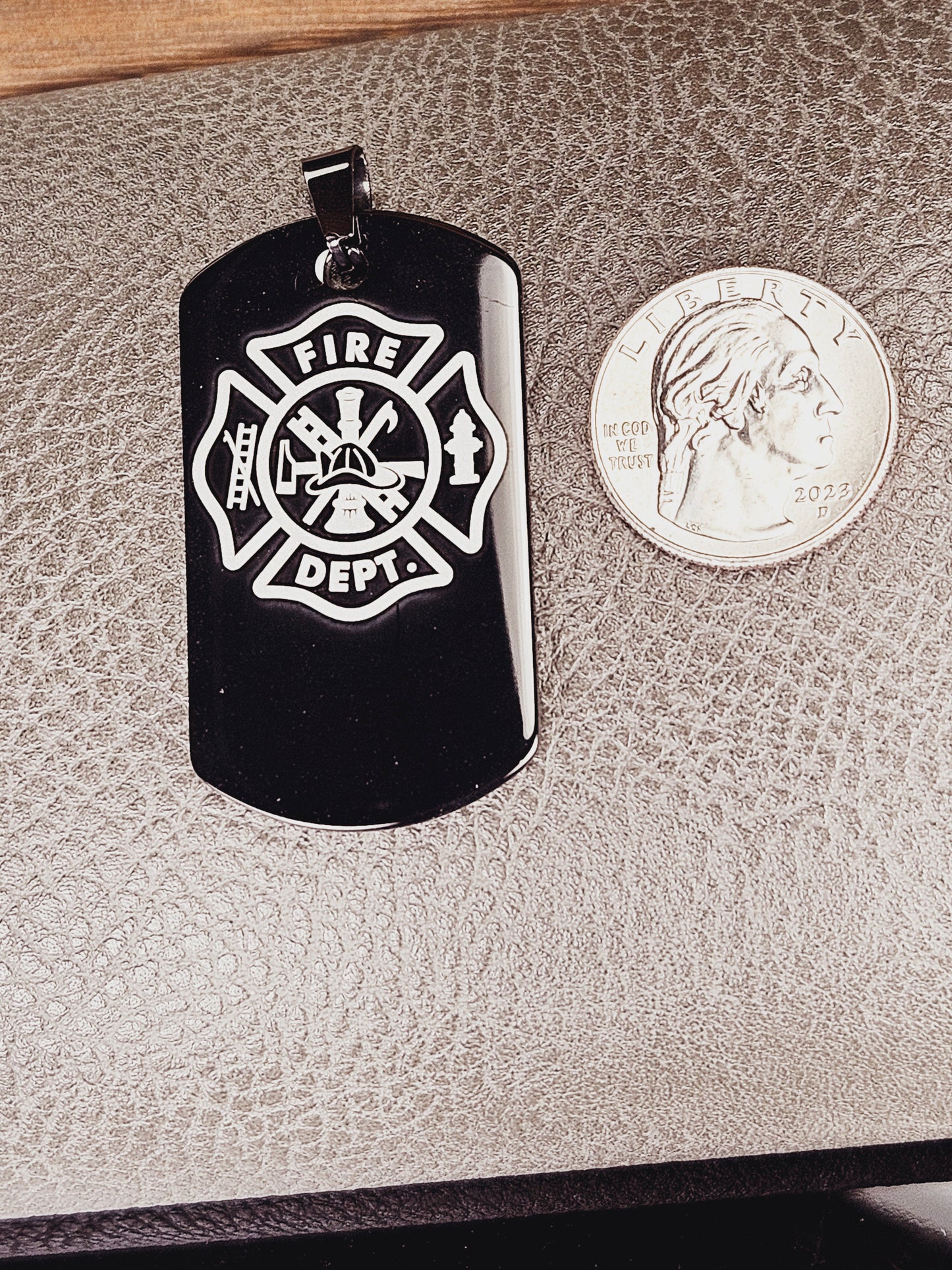 Fire Department Dog Tag Stainless Steel Pendant Necklace