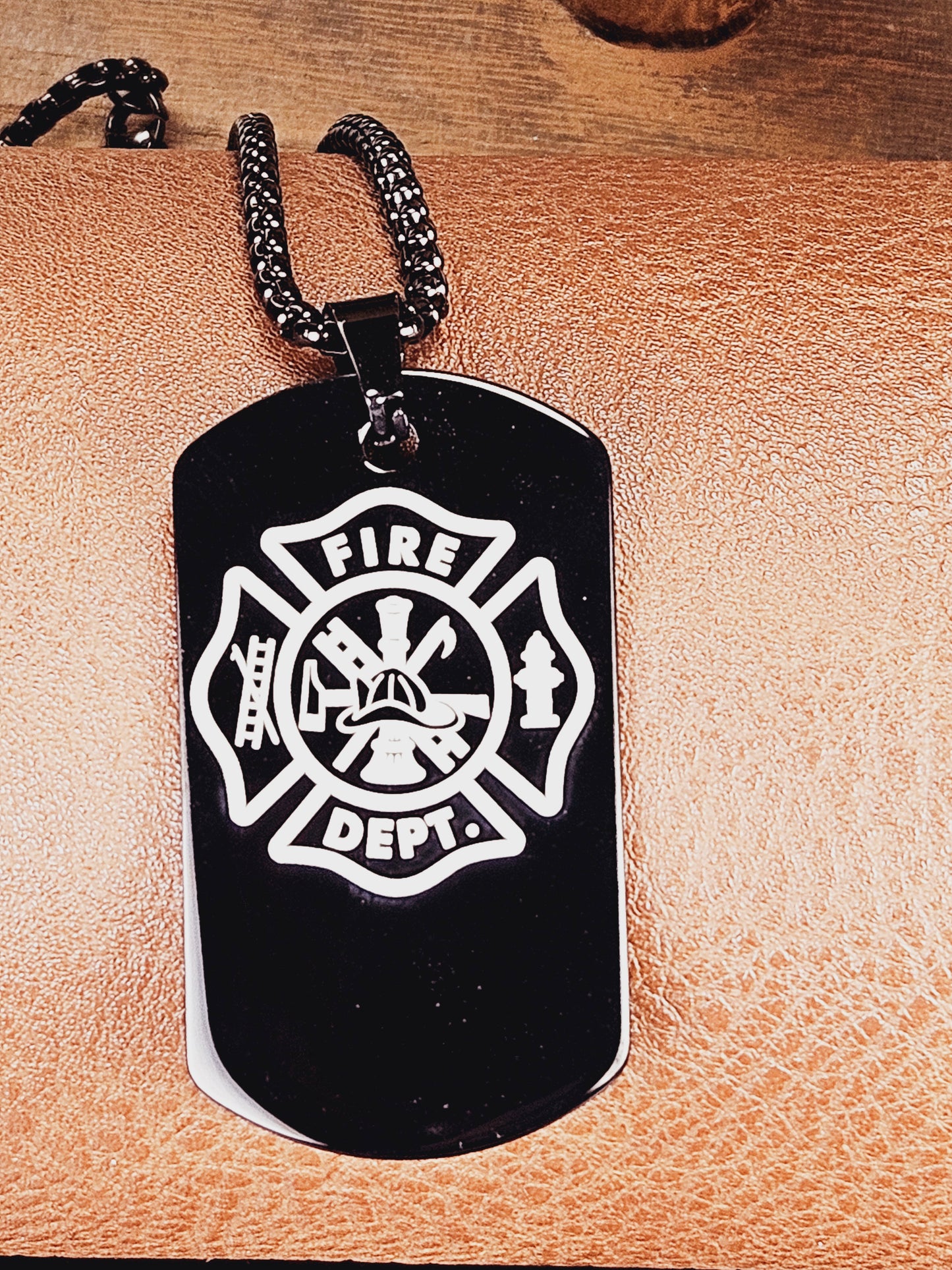 Fire Department Dog Tag Stainless Steel Pendant Necklace