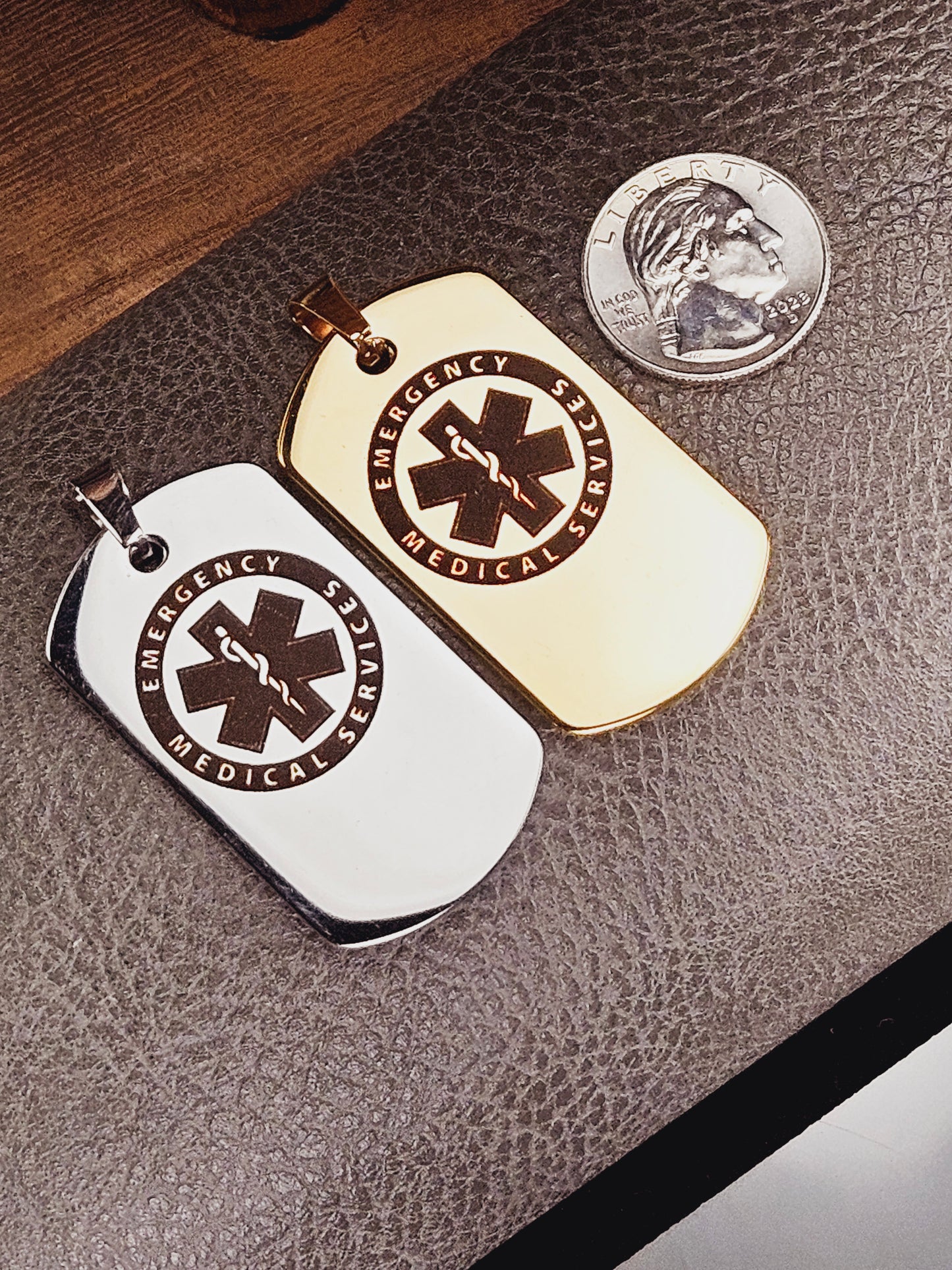 EMS Large Dog Tag Stainless Steel Necklace