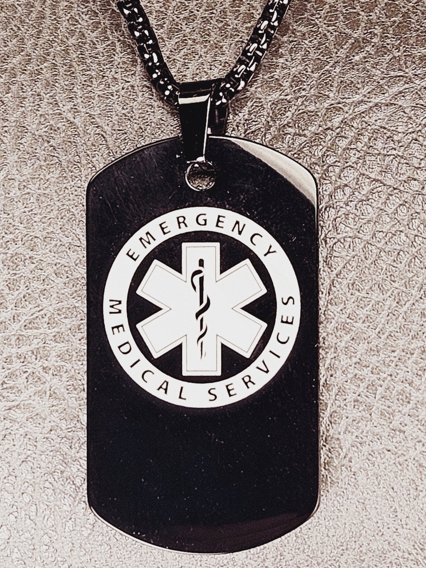 EMS Large Dog Tag Stainless Steel Necklace