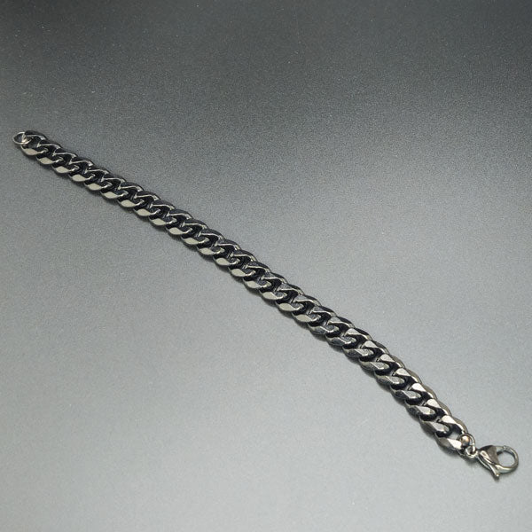 Black Stainless Steel Curb Bracelet 8" 9mm
