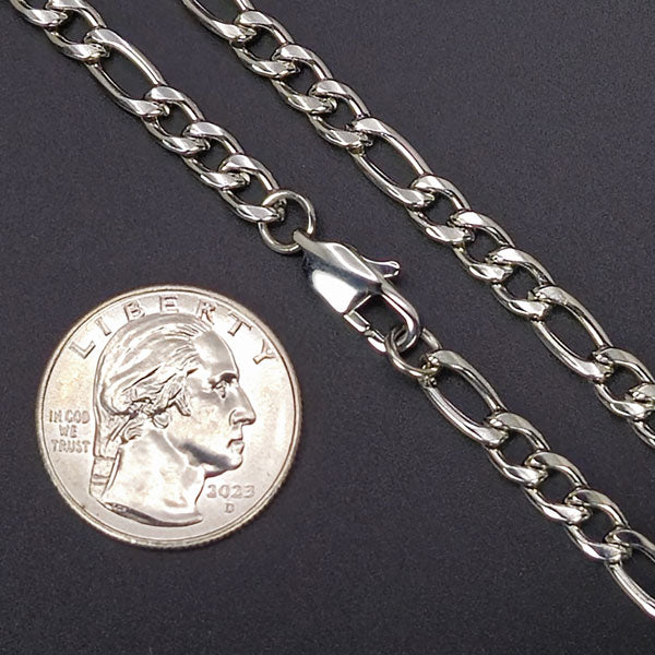 5mm Solid Stainless Steel Figaro Chain 20"