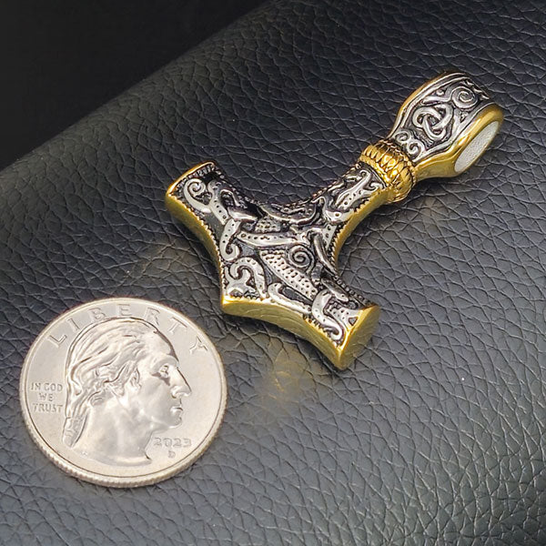 Viking Hammer two Toned Stainless Steel Necklace