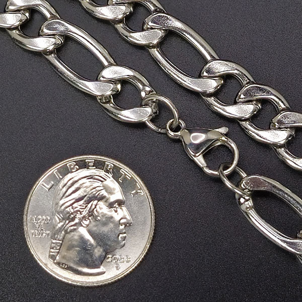 10mm Solid Stainless Steel Figaro Chain 20"
