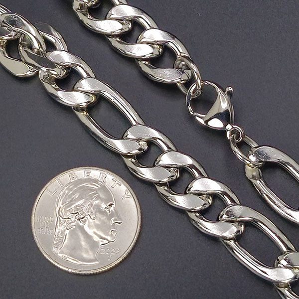 Skull with Wrenches on an Upgraded 11mm 24" Figaro Chain