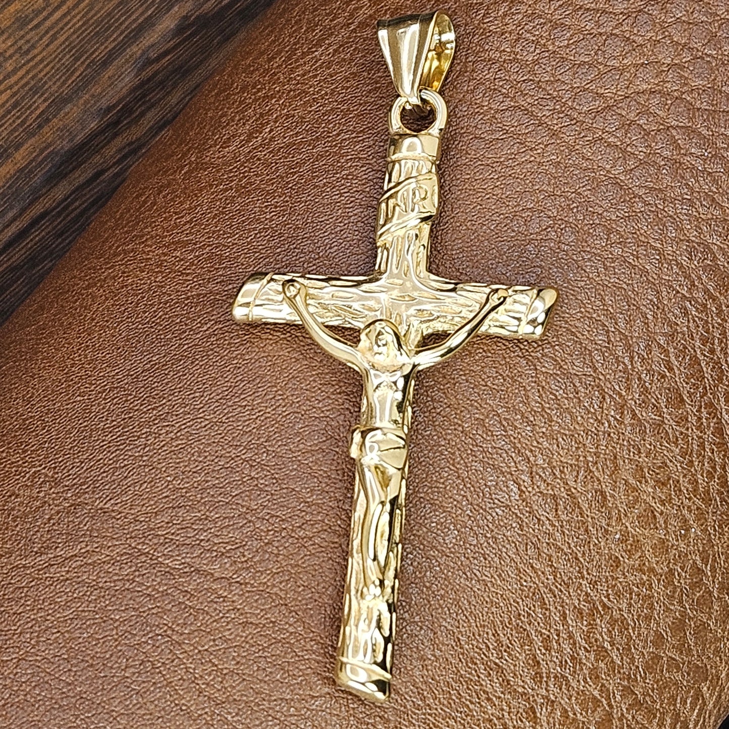 Gold Plated Crucifix Stainless Steel Necklace