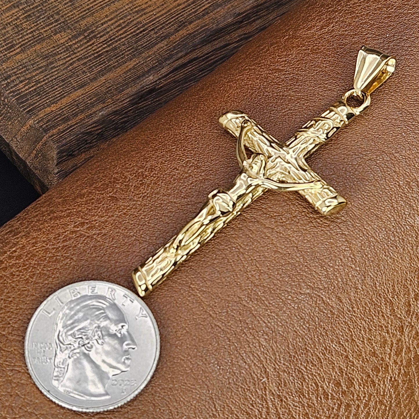 Gold Plated Crucifix Stainless Steel Necklace