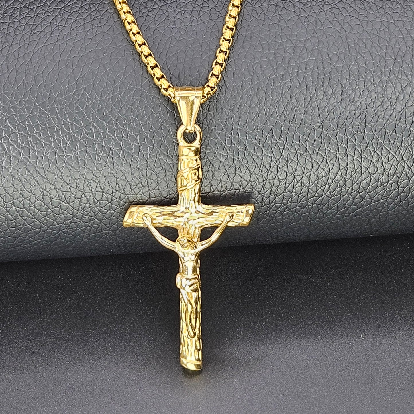 Gold Plated Crucifix Stainless Steel Necklace